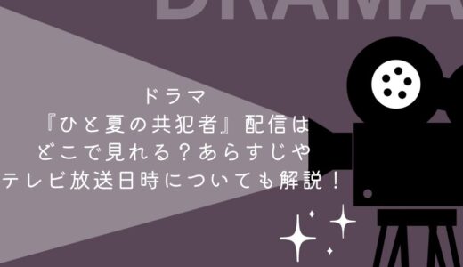 ドラマ『ひと夏の共犯者』配信はどこで見れる？あらすじやテレビ放送日時についても解説！