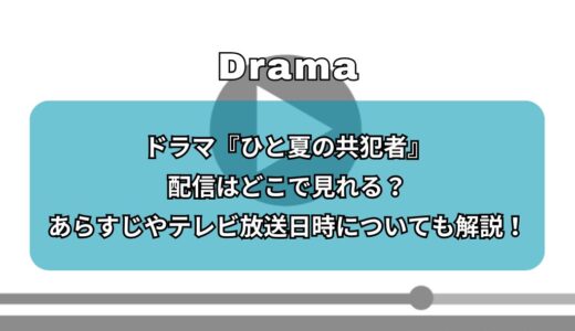 ドラマ『ひと夏の共犯者』配信はどこで見れる？あらすじやテレビ放送日時についても解説！